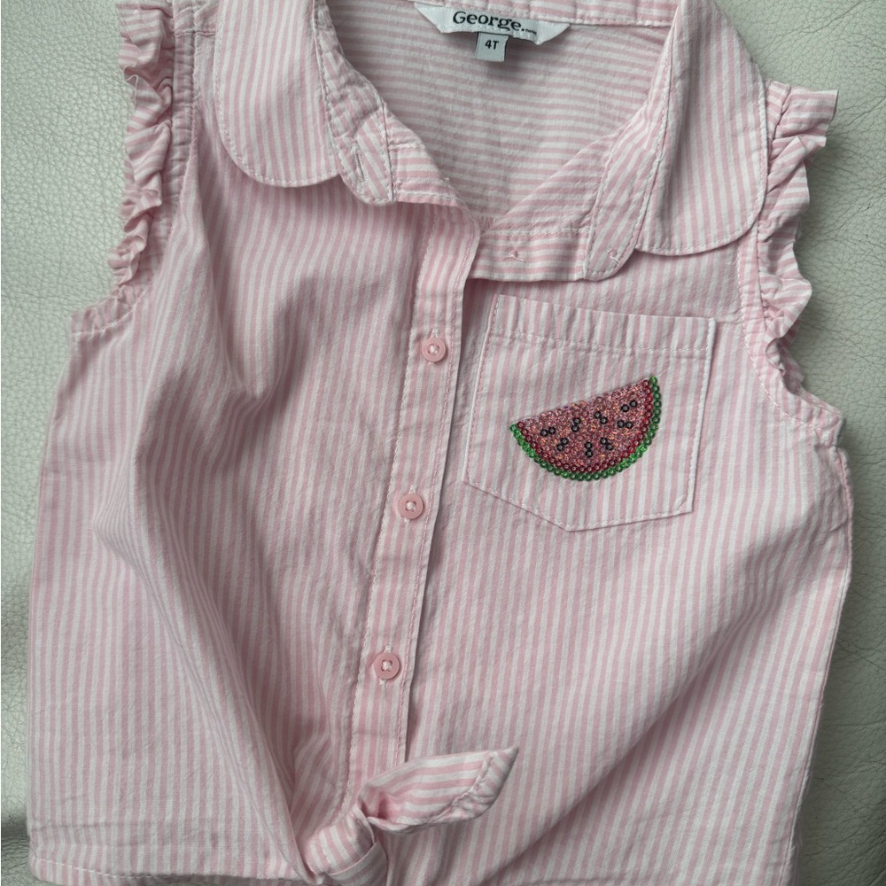 🎀George Pink Button Down Shirt Classic Collar for Girl🎀